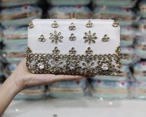 Embellished Fringed Box Clutch Fancy Collection